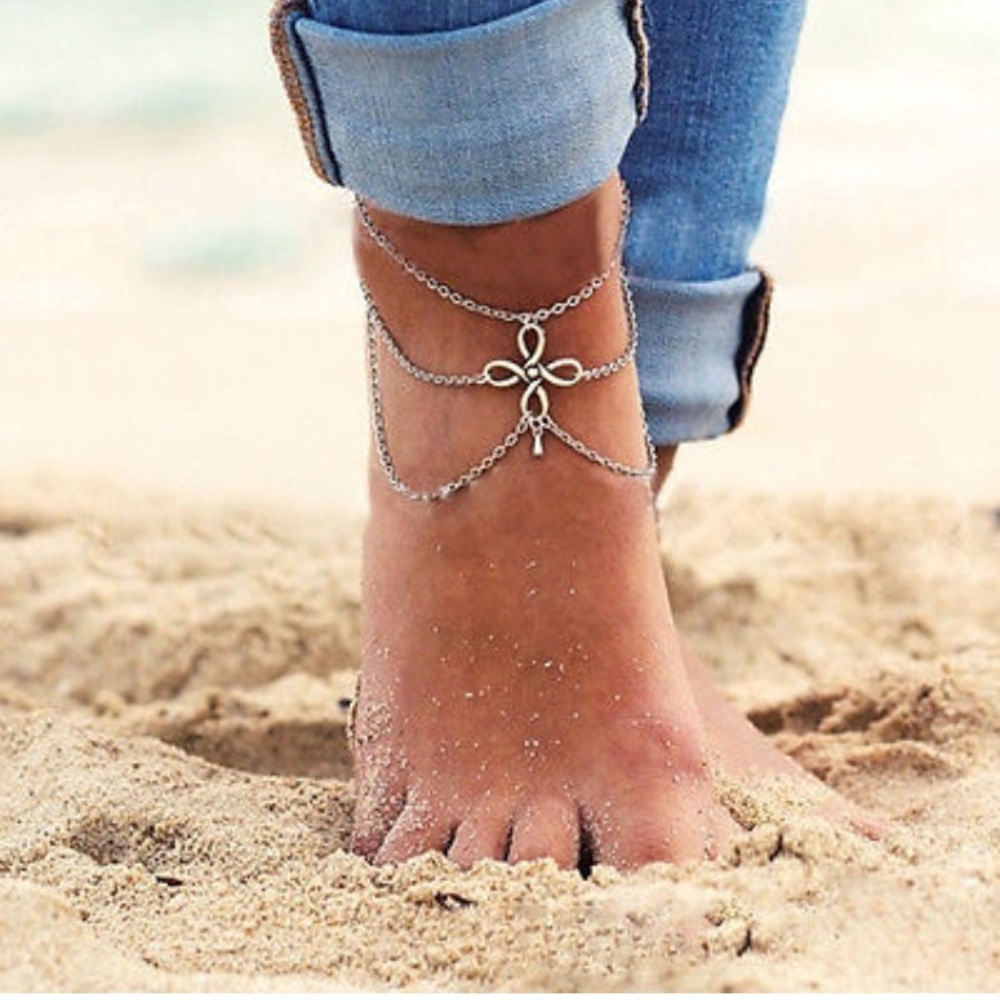 Multilayer Silver Leg Chain